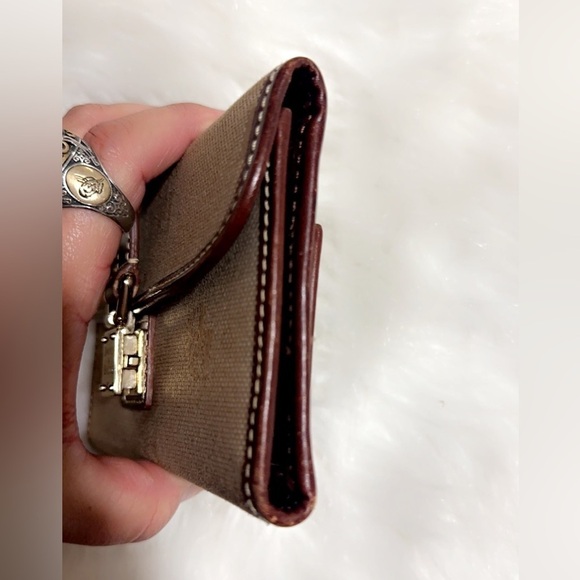 EUC Vintage 1975 Dooney & Bourke Logo Canvas Brown Leather Trim Wallet 7” X 4” - Picture 4 of 7